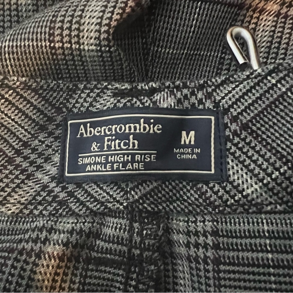 Abercrombie & Fitch Simone Grey Plaid High Rise Ankle Flare Trouser Pants Size M - Picture 7 of 9